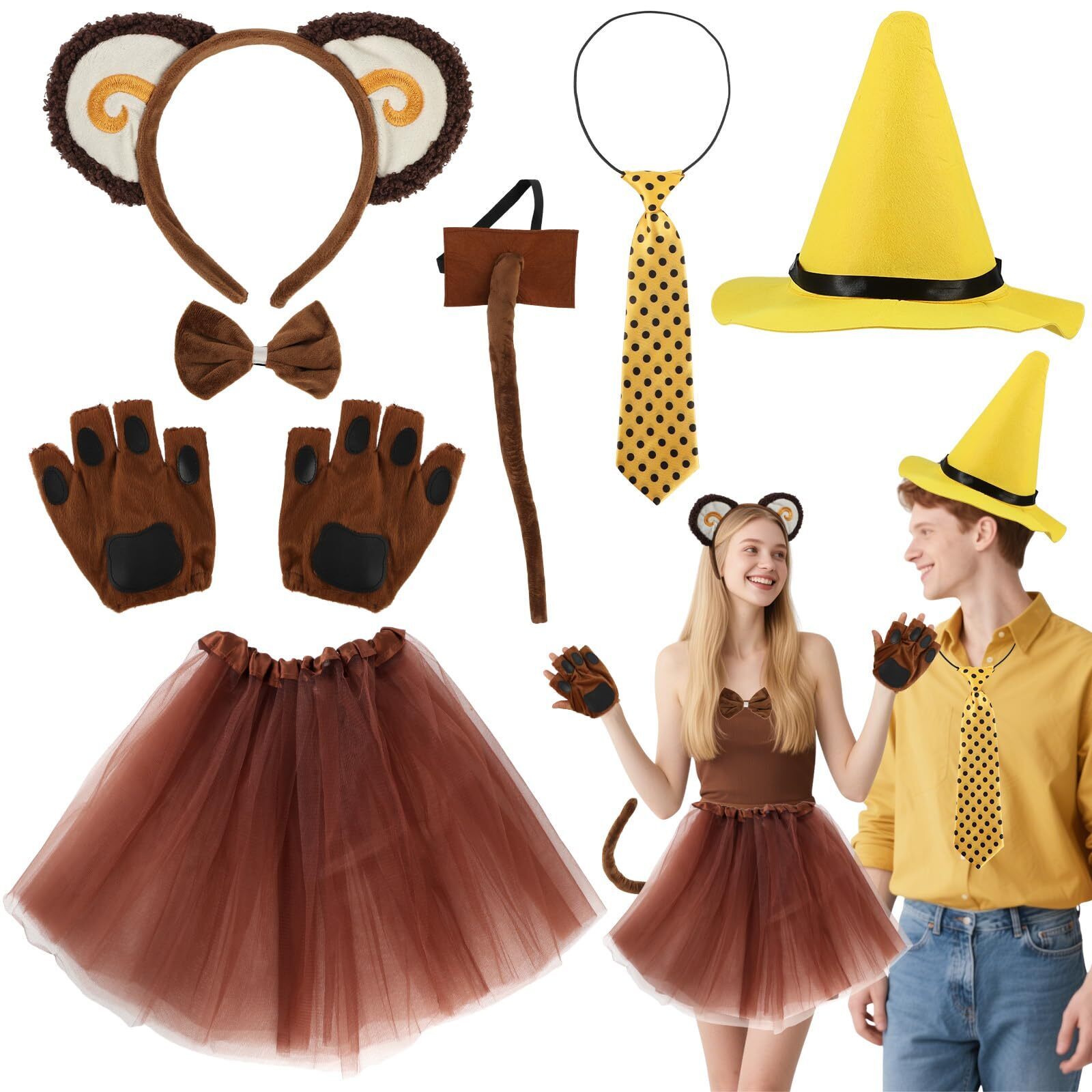 6499 7 Pcs Halloween Curious Monkey Costume For Couple In 6499 7 Pcs Halloween Curious Monkey Costume For Couple In